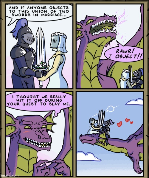 Marriage | image tagged in polygamy,marriage,comics,sword,dragon,comics/cartoons | made w/ Imgflip meme maker