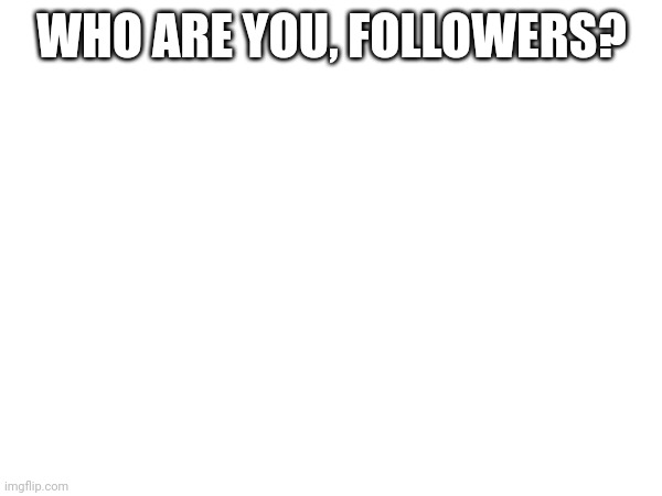 Who? | WHO ARE YOU, FOLLOWERS? | image tagged in followers | made w/ Imgflip meme maker