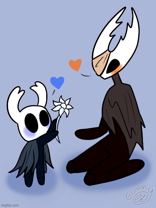 Ghost gives Hollow a delicate flower! (Hollow Knight Fanart) | image tagged in art,drawing,hollow knight,fan art | made w/ Imgflip meme maker