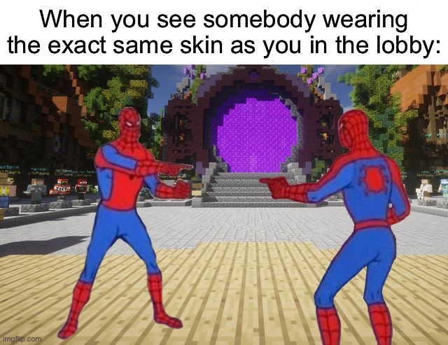 Accurate tbh | When you see somebody wearing the exact same skin as you in the lobby: | image tagged in memes,funny,gaming | made w/ Imgflip meme maker