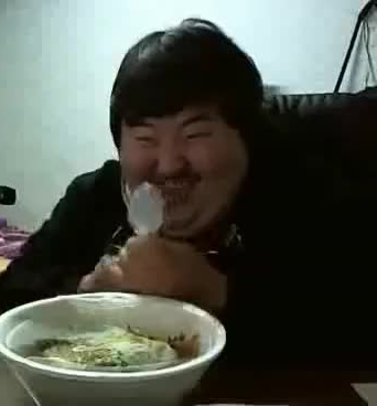 High Quality Happy Chinese Man Eating Blank Meme Template