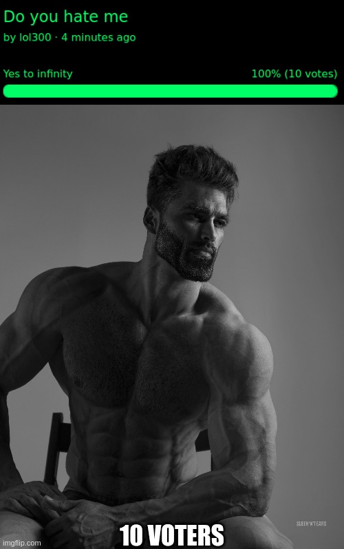 10 VOTERS | image tagged in giga chad | made w/ Imgflip meme maker