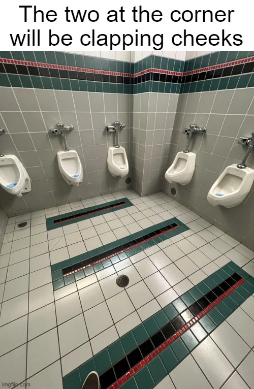 The two at the corner will be clapping cheeks | image tagged in toilet,you had one job,failure,corner,design fails,memes | made w/ Imgflip meme maker