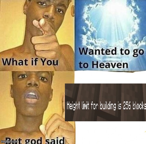 What if you wanted to go to Heaven | image tagged in what if you wanted to go to heaven,minecraft,heaven | made w/ Imgflip meme maker