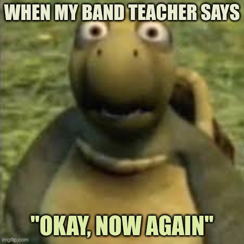 I don't know anymore | WHEN MY BAND TEACHER SAYS; "OKAY, NOW AGAIN" | image tagged in band | made w/ Imgflip meme maker