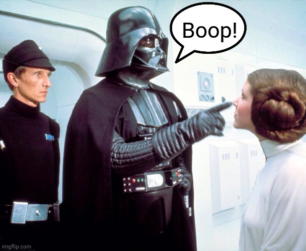 Bring your daughter to work day | Boop! | image tagged in darth vader leia | made w/ Imgflip meme maker