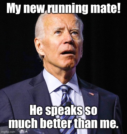 Joe Biden | My new running mate! He speaks so much better than me. | image tagged in joe biden | made w/ Imgflip meme maker