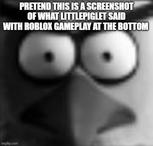 WTF | PRETEND THIS IS A SCREENSHOT OF WHAT LITTLEPIGLET SAID WITH ROBLOX GAMEPLAY AT THE BOTTOM | image tagged in chuckposting | made w/ Imgflip meme maker