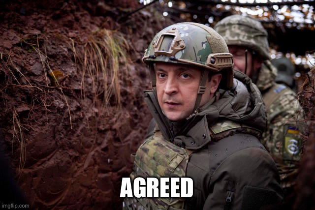 Ukraine President | AGREED | image tagged in ukraine president | made w/ Imgflip meme maker