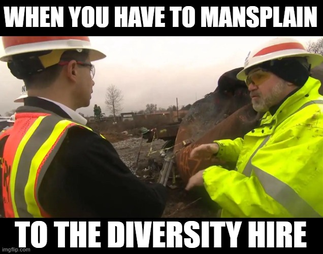 WHEN YOU HAVE TO MANSPLAIN; TO THE DIVERSITY HIRE | made w/ Imgflip meme maker