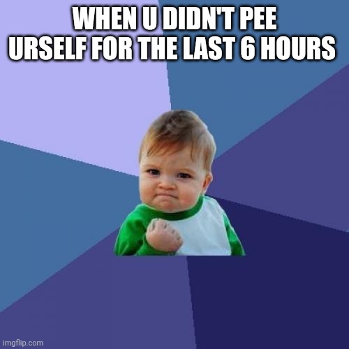 Good feeling | WHEN U DIDN'T PEE URSELF FOR THE LAST 6 HOURS | image tagged in memes,success kid,funny memes,relatable | made w/ Imgflip meme maker