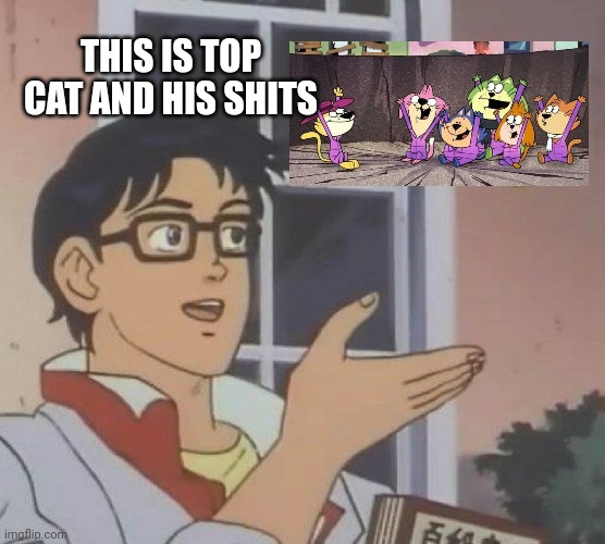 Top cat and his shits | THIS IS TOP CAT AND HIS SHITS | image tagged in memes,is this a pigeon | made w/ Imgflip meme maker