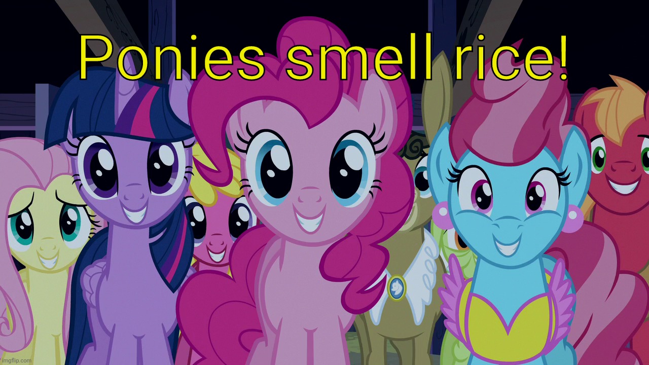 Cute Ponies (MLP) | Ponies smell rice! | image tagged in cute ponies mlp | made w/ Imgflip meme maker