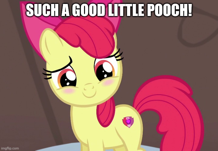 Cute Applebloom (MLP) | SUCH A GOOD LITTLE POOCH! | image tagged in cute applebloom mlp | made w/ Imgflip meme maker