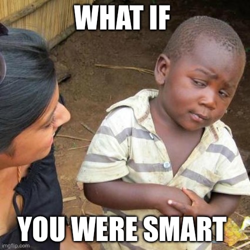 What if | WHAT IF; YOU WERE SMART | image tagged in memes,third world skeptical kid | made w/ Imgflip meme maker