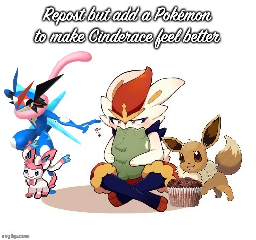 Baby Sylveon has come to make Cinderace feel better! | image tagged in baby eeveelutions,repost,cinderace | made w/ Imgflip meme maker