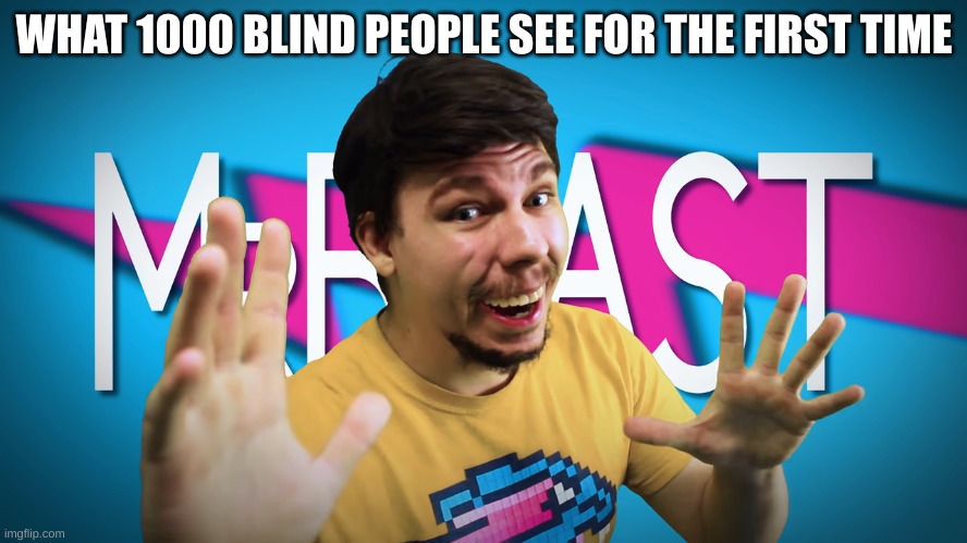 Fake MrBeast | WHAT 1000 BLIND PEOPLE SEE FOR THE FIRST TIME | image tagged in fake mrbeast | made w/ Imgflip meme maker