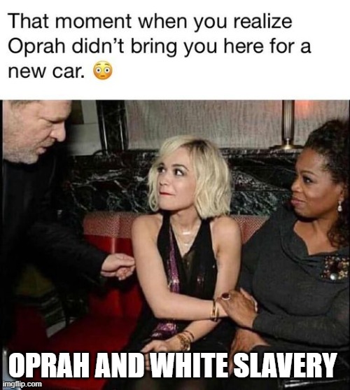 Oprah And White Slavery | OPRAH AND WHITE SLAVERY | image tagged in oprah and white slavery | made w/ Imgflip meme maker