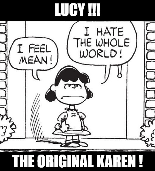 The Karen Syndrome | LUCY !!! THE ORIGINAL KAREN ! | image tagged in karen,funny,peanuts | made w/ Imgflip meme maker
