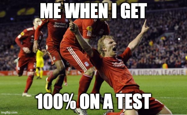 soccer goal | ME WHEN I GET; 100% ON A TEST | image tagged in soccer goal | made w/ Imgflip meme maker