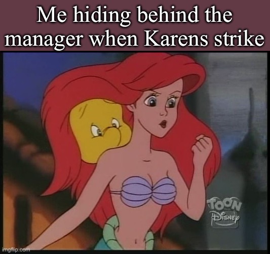 Me hiding behind the manager when Karens strike | image tagged in karen,retail,dollar store,karen the manager will see you now | made w/ Imgflip meme maker