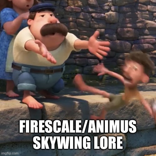 Yeetus deletus, that stuff is dangerous -some old skywing | FIRESCALE/ANIMUS SKYWING LORE | image tagged in man throws child into water,wof,yeet the child | made w/ Imgflip meme maker