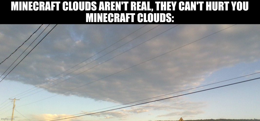 I took this picture waiting for my bus in 6th grade | MINECRAFT CLOUDS AREN'T REAL, THEY CAN'T HURT YOU
MINECRAFT CLOUDS: | image tagged in minecraft,minecraft memes | made w/ Imgflip meme maker
