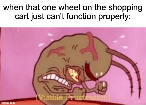 *squeaking intensifies* | when that one wheel on the shopping cart just can't function properly: | image tagged in visible frustration,memes,funny,shopping cart,spongebob | made w/ Imgflip meme maker
