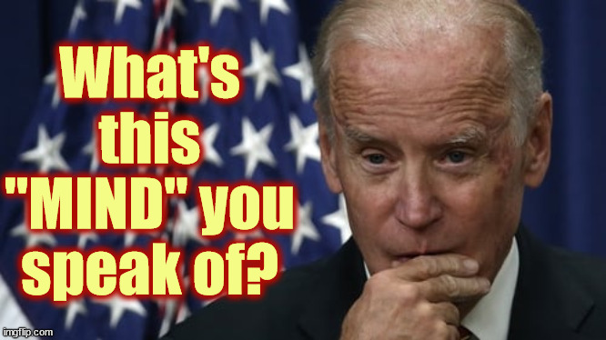 biden considering telling the truth. | What's this "MIND" you speak of? | image tagged in biden considering telling the truth | made w/ Imgflip meme maker