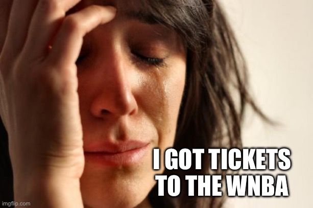 The gift | I GOT TICKETS
TO THE WNBA | image tagged in memes,first world problems | made w/ Imgflip meme maker