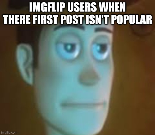 ok | IMGFLIP USERS WHEN THERE FIRST POST ISN'T POPULAR | image tagged in disappointed woody | made w/ Imgflip meme maker
