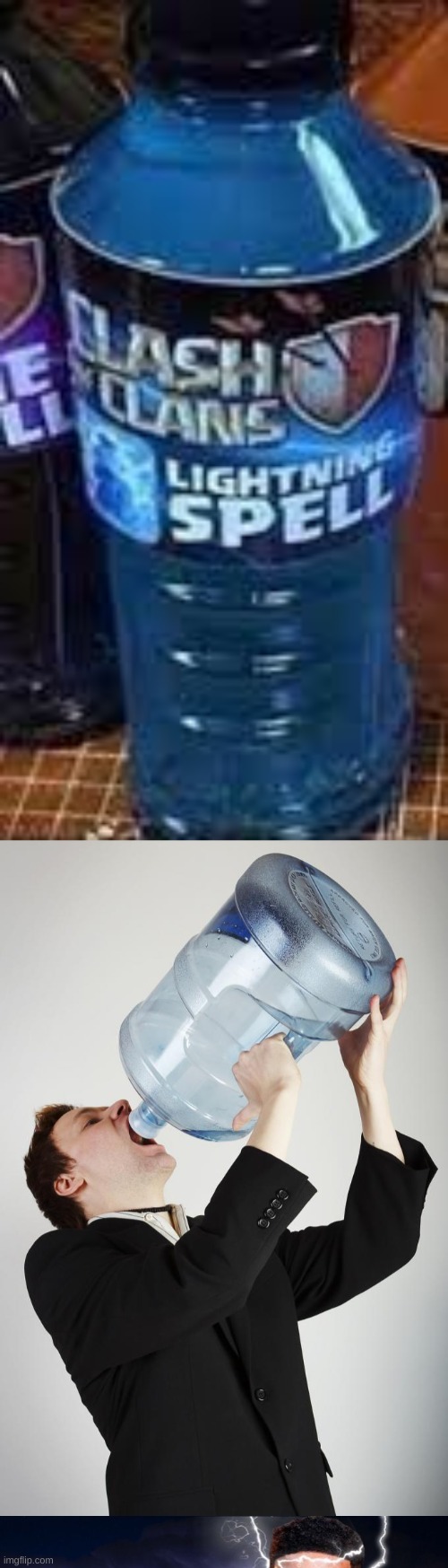 power of lighting | image tagged in man drinking a gallon of water,memes,shitpost,msmg,oh wow are you actually reading these tags | made w/ Imgflip meme maker