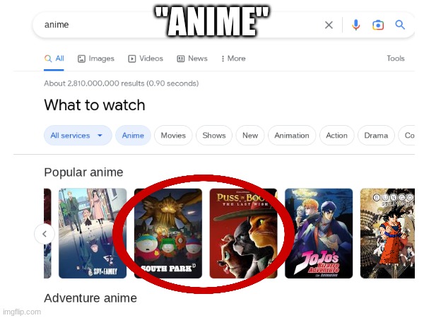 totally anime | "ANIME" | image tagged in anime,google search | made w/ Imgflip meme maker