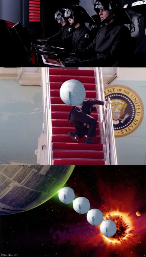 image tagged in death star,biden stairs | made w/ Imgflip meme maker