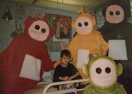 High Quality Cursed Teletubby's with boy Blank Meme Template