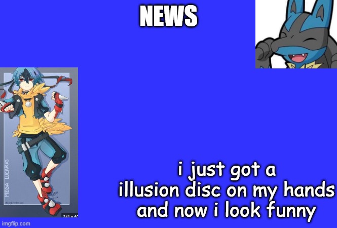 NEWS; i just got a illusion disc on my hands and now i look funny | image tagged in news,oc | made w/ Imgflip meme maker