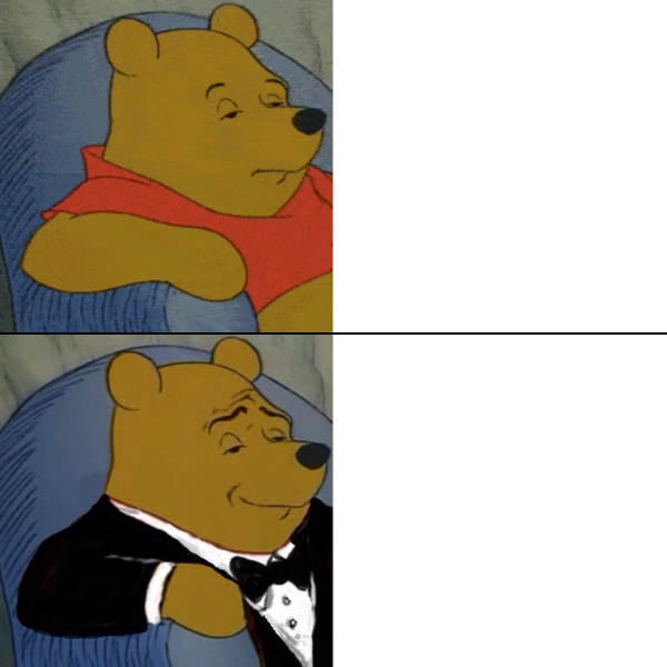 High Quality Regular and tuxedo Winnie the Pooh (uncropped) Blank Meme Template