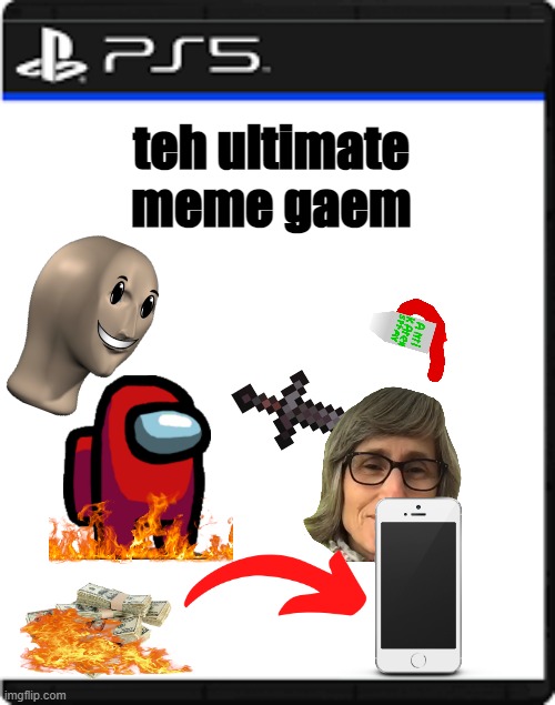 TEH ULTIMATE MEME GAEM | teh ultimate meme gaem | image tagged in blank ps5 case | made w/ Imgflip meme maker