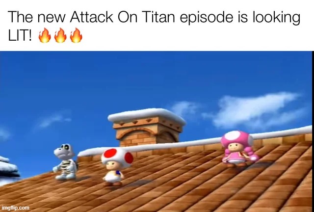 image tagged in repost,nintendo,attack on titan,memes,funny,gaming | made w/ Imgflip meme maker