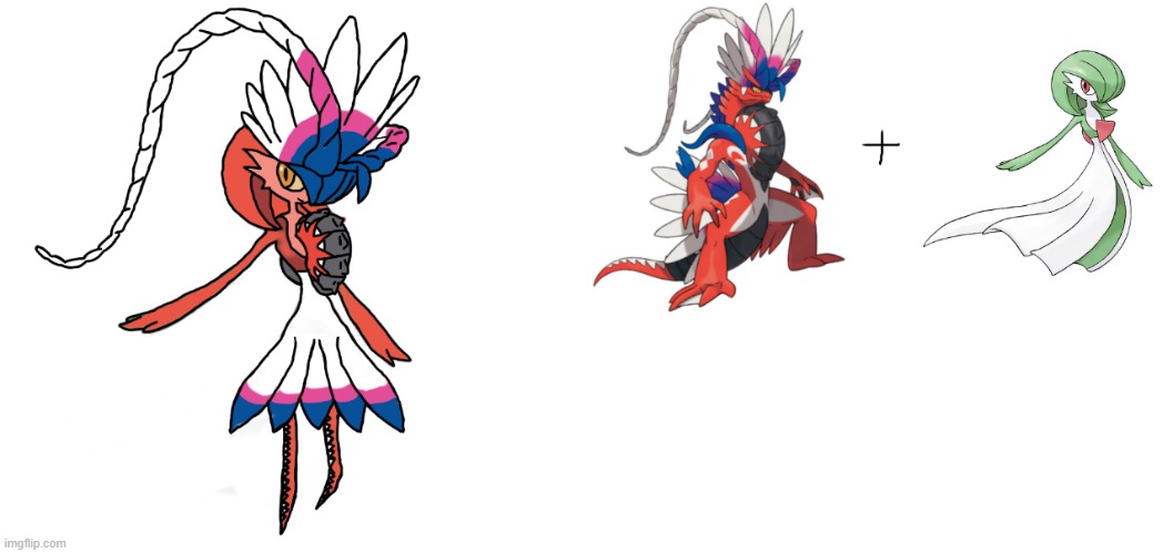 Just spent an hour and a half making this fusion (I used Autodesk Sketchbook) | image tagged in pokemon fusion,drawing,digital art,pokemon,why are you reading the tags | made w/ Imgflip meme maker