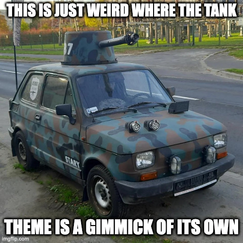 Tank-Themed Car | THIS IS JUST WEIRD WHERE THE TANK; THEME IS A GIMMICK OF ITS OWN | image tagged in cars,memes | made w/ Imgflip meme maker
