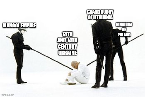 White Void Room | GRAND DUCHY OF LITHUANIA; KINGDOM OF POLAND; MONGOL EMPIRE; 13TH AND 14TH CENTURY UKRAINE | image tagged in white void room | made w/ Imgflip meme maker