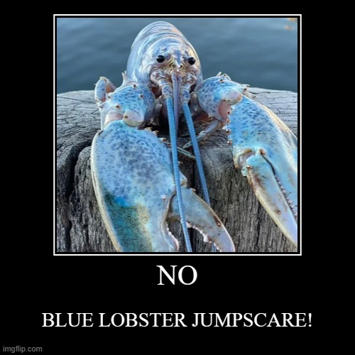 bleu lobsertre | image tagged in funny,demotivationals,lobster blue,blue lobster jumpscare | made w/ Imgflip demotivational maker