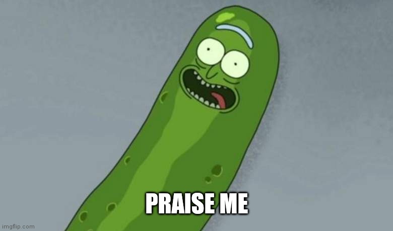 PRAISE ME | image tagged in pickle rick | made w/ Imgflip meme maker