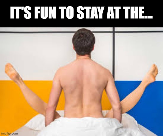You Can't Unhear It Now... | IT'S FUN TO STAY AT THE... | image tagged in sex jokes | made w/ Imgflip meme maker