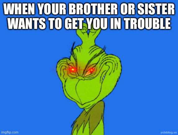 When brother or sister wants to get you in trouble | WHEN YOUR BROTHER OR SISTER WANTS TO GET YOU IN TROUBLE | image tagged in sibling rivalry | made w/ Imgflip meme maker