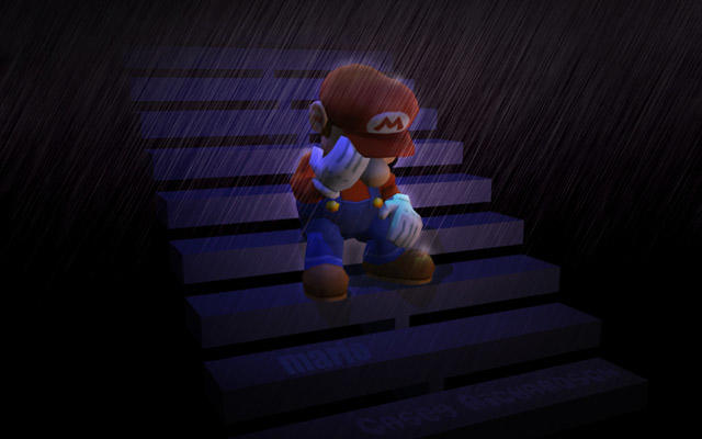 High Quality Mario crying in the rain Blank Meme Template