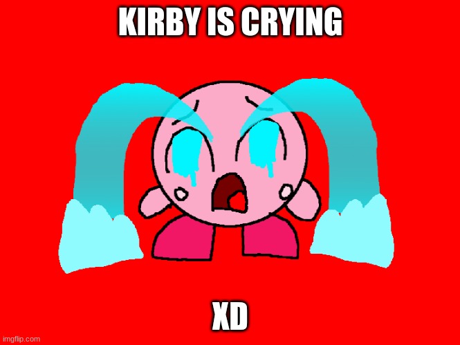 kirby is crying | KIRBY IS CRYING; XD | image tagged in kirby is crying,artwork,funny,kirby return to dreamland,cute,kirby | made w/ Imgflip meme maker
