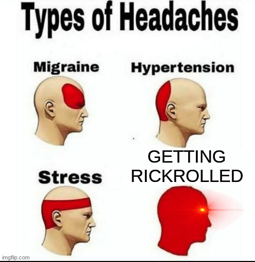 I HATE IT WHEN THIS HAPPENS | GETTING RICKROLLED | image tagged in types of headaches meme | made w/ Imgflip meme maker