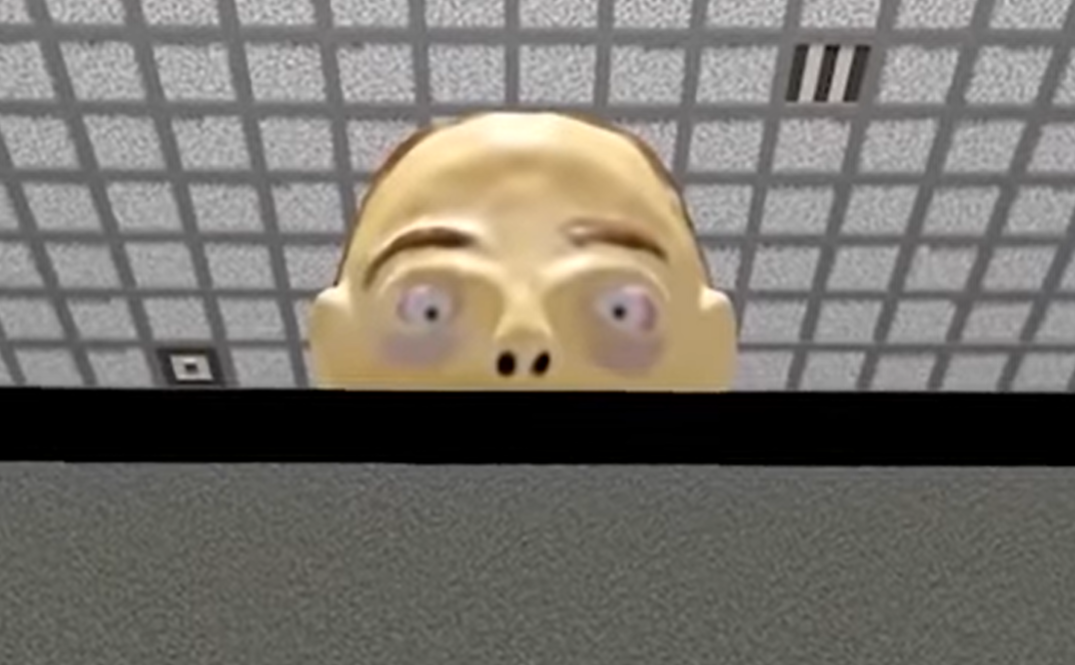 creepy guy over wall Blank Meme Template